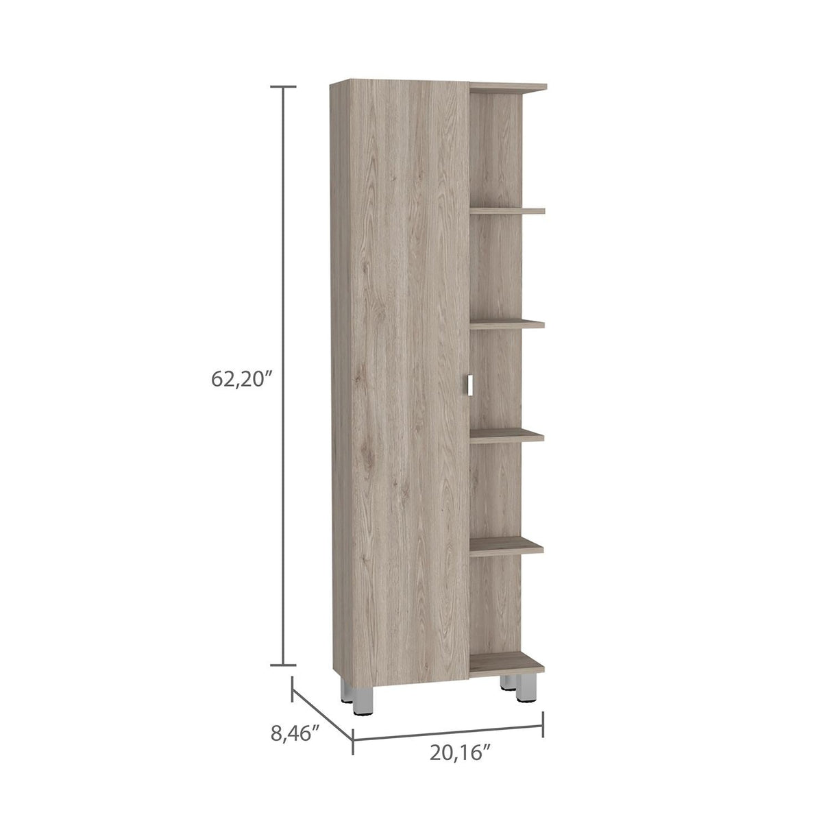 Mueble para Baño Esquinero Urano Ceniza 51x158cm sin Cajones y con Cuatro Entrepaños - Muebles para Baño | Bylmo