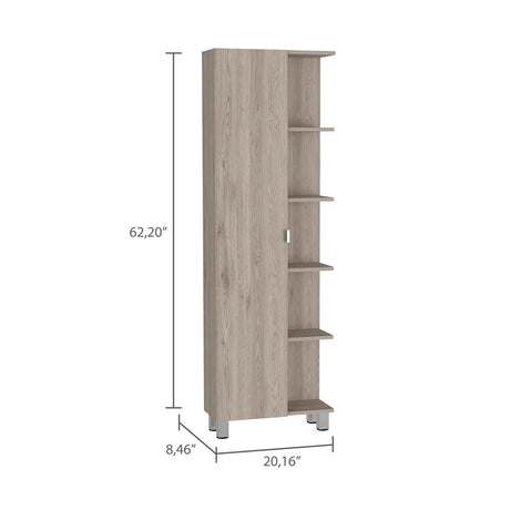 Mueble para Baño Esquinero Urano Ceniza 51x158cm sin Cajones y con Cuatro Entrepaños - Muebles para Baño | Bylmo