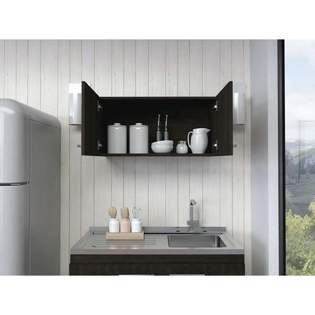 Mueble Auxiliar Manchester Wengue 76x37cm con Un Entrepaño y Un Compartimiento - Muebles Organizadores | Bylmo