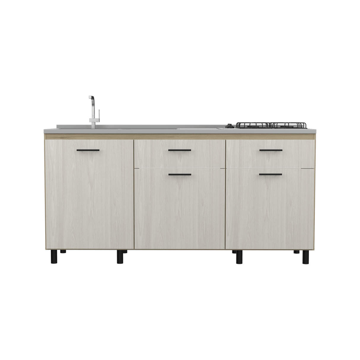 Mueble Inferior Gante Rovere 180x51.3cm con Mesón de Acero Inoxidable y con Pozuelo Lado Izquierdo - Muebles Inferiores | Bylmo