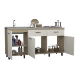 Mueble Inferior Gante Rovere 180x51.3cm con Mesón de Acero Inoxidable y con Pozuelo Lado Izquierdo - Muebles Inferiores | Bylmo