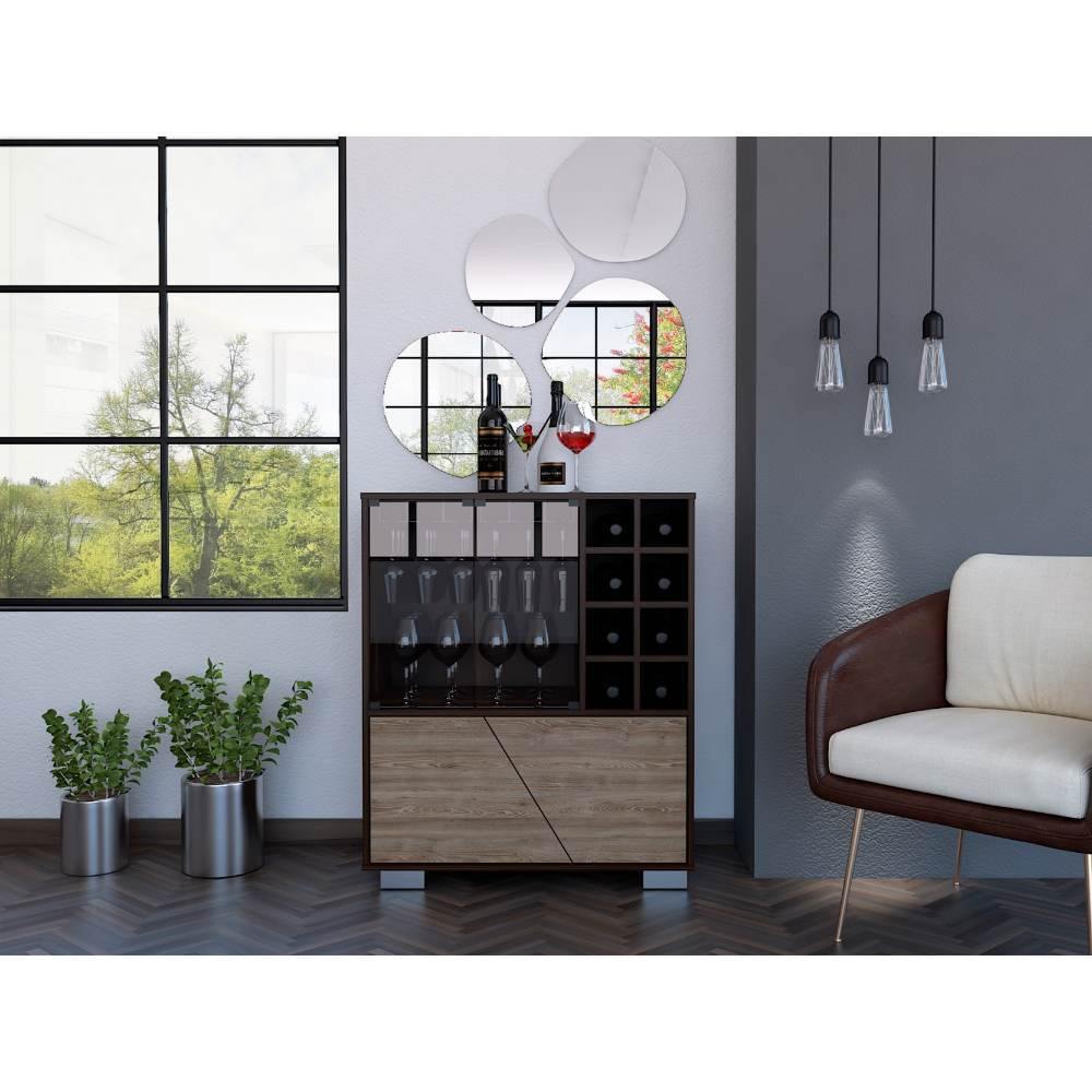 Bar Fraktal Habano y Miel 78 cm con Puertas de Vidrio - Bares | Bylmo