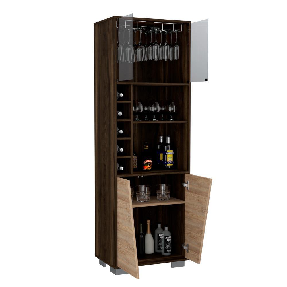 Bar Fraktal Habano y Miel 60 cm con Puertas de Vidrio - Bares | Bylmo