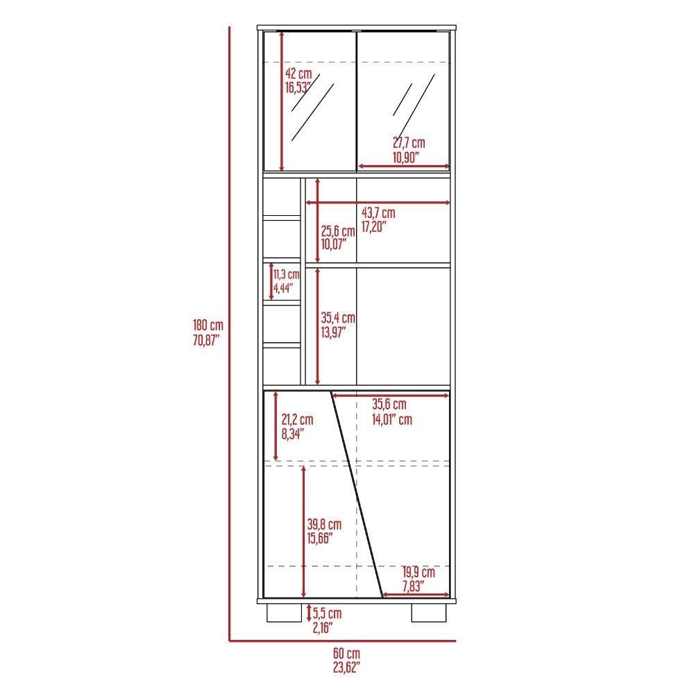 Bar Fraktal Habano y Miel 60 cm con Puertas de Vidrio - Bares | Bylmo