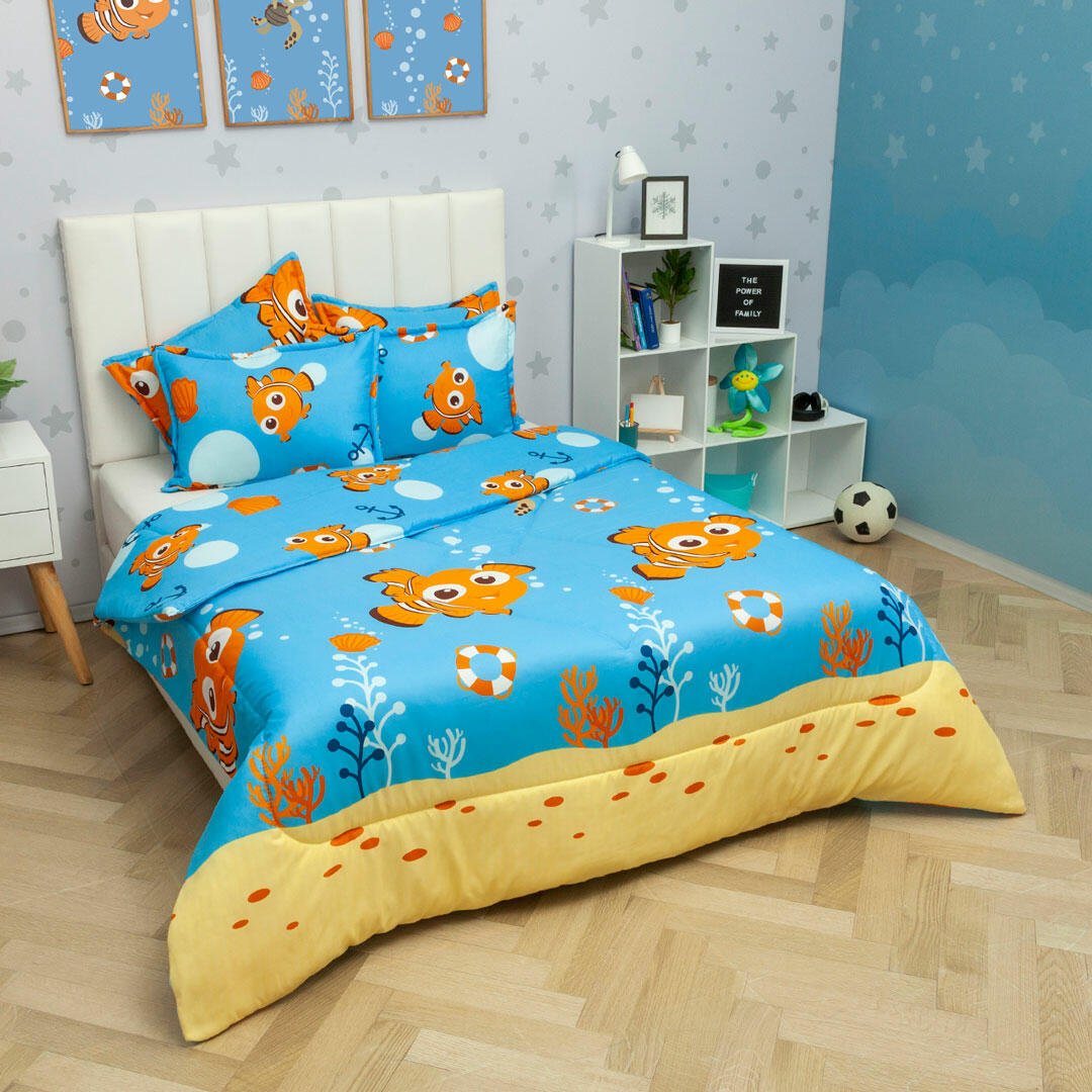 Cubrelecho Acolchado Infantil Azul para Cama Semidoble 120 X 190 Cm Doble Faz de Nemo - Otros textiles | Bylmo