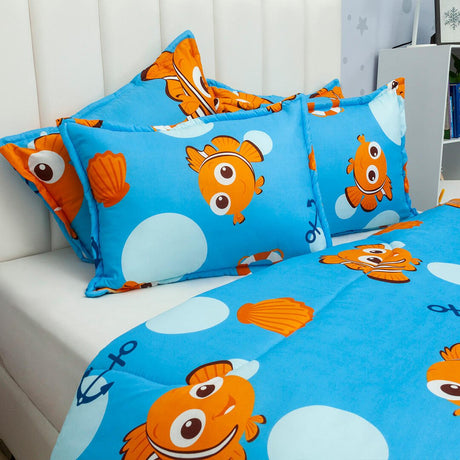 Cubrelecho Acolchado Infantil Azul para Cama Doble 140 X 190 Cm Doble Faz de Nemo - Otros textiles | Bylmo