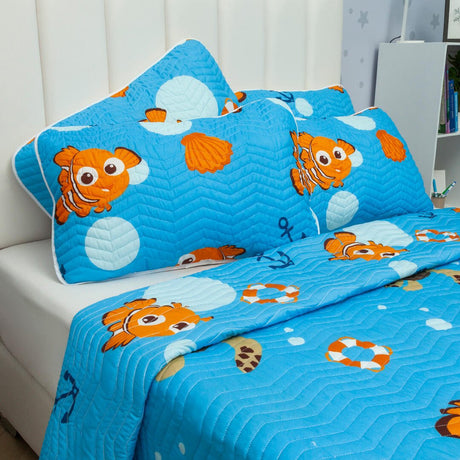 Cubrelecho Español Infantil Azul para Cama Doble 140 X 190 Cm Doble Faz de Nemo - Ropa de Cama | Bylmo
