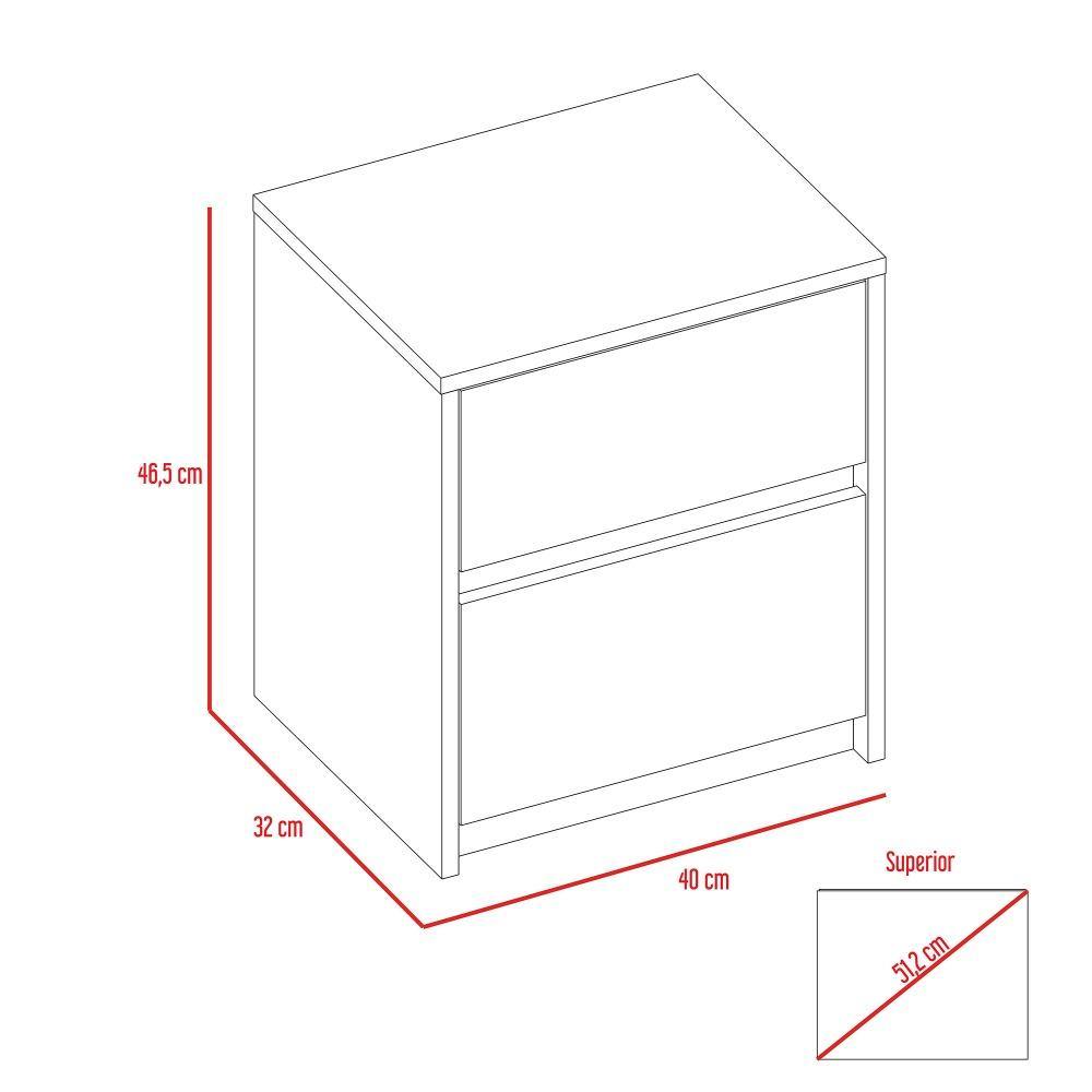 Mesa de Noche Trivor Rovere 40x46cm con Dos Cajones - Mesas de Noche | Bylmo