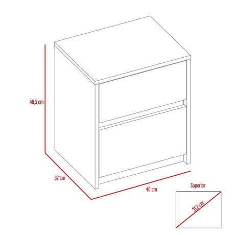 Mesa de Noche Trivor Rovere 40x46cm con Dos Cajones - Mesas de Noche | Bylmo