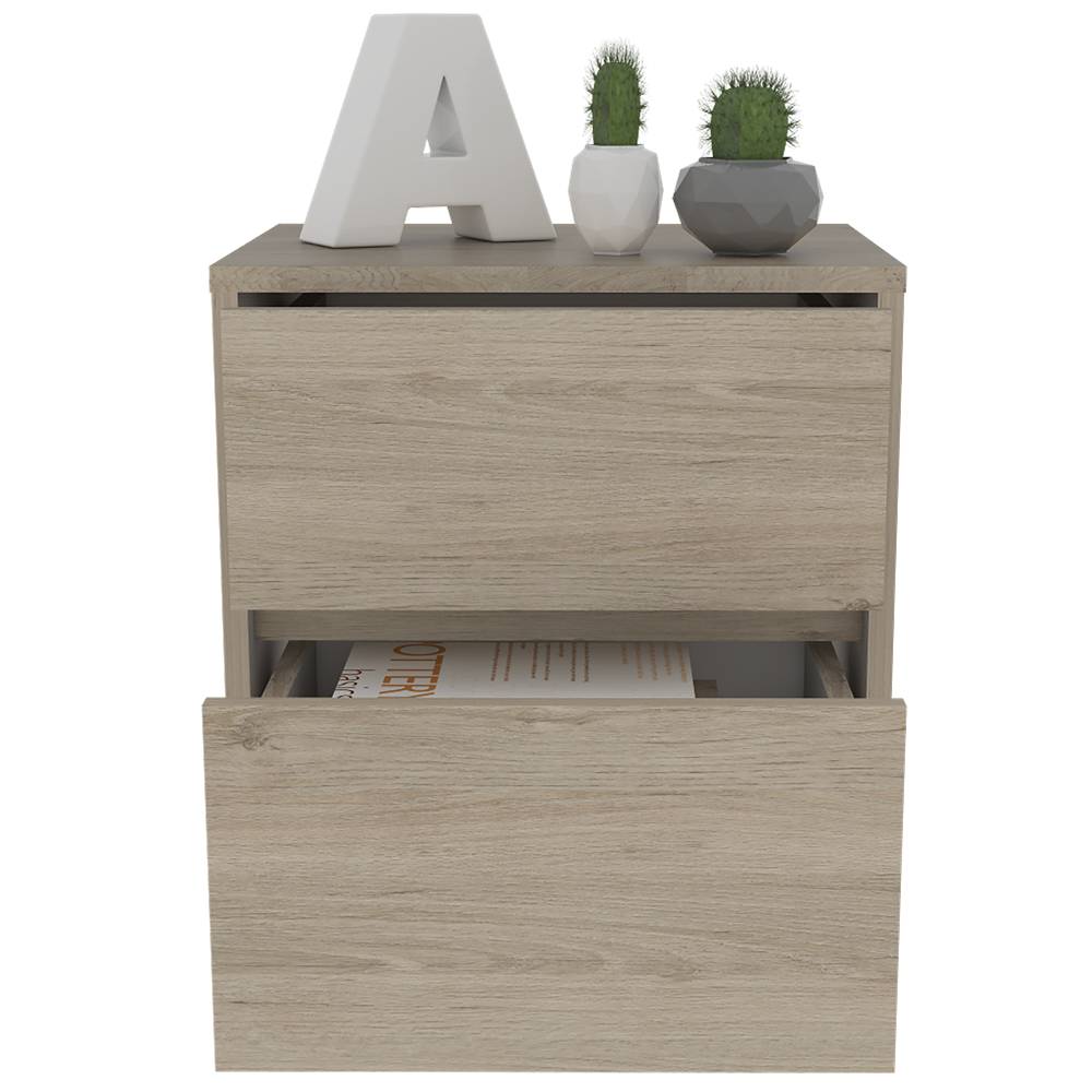 Mesa de Noche Trivor Plus Rovere 40 cm con Dos Cajones - Mesas de Noche | Bylmo