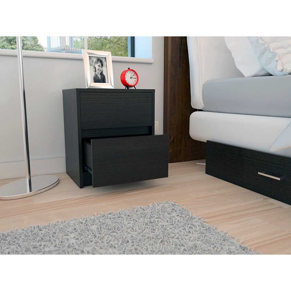 Mesa de Noche Trivor Wengue 40x47.2cm con Dos Cajones - Mesas de Noche | Bylmo