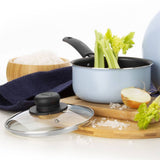 Olla Aluminio 18 cm con Tapa Azul Aguamarina - Ollas y Sartenes | Bylmo