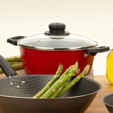 Olla Basic Aluminio 20 cm con Tapa Rojo - Ollas y Sartenes | Bylmo