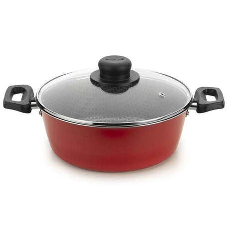 Olla Basic Aluminio 24 cm con Tapa Rojo - Ollas y Sartenes | Bylmo