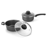 Olla Basic Aluminio 35 cm con Tapa y Olla Cacerola Superior 36 cm con Tapa Gris - Ollas y Sartenes | Bylmo