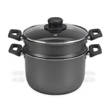Olla Vaporera Gris 20x24.3cm con Mango de Baquelita y con Revestimiento Antiadherente - Ollas y Sartenes | Bylmo