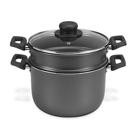 Olla Vaporera Gris 20x24.3cm con Mango de Baquelita y con Revestimiento Antiadherente - Ollas y Sartenes | Bylmo