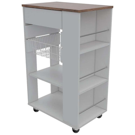 Mueble Auxiliar Blossom Blanco 57 cm con Canasta y Un Cajón - Muebles Organizadores | Bylmo