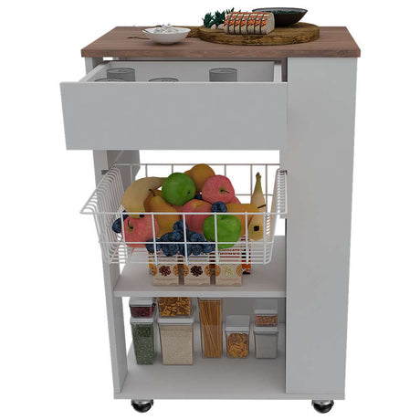 Mueble Auxiliar Blossom Blanco 57 cm con Canasta y Un Cajón - Muebles Organizadores | Bylmo