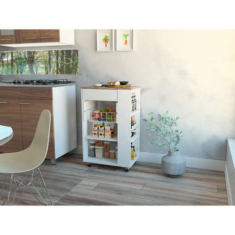 Mueble Auxiliar Blossom Blanco 57 cm con Canasta y Un Cajón - Muebles Organizadores | Bylmo