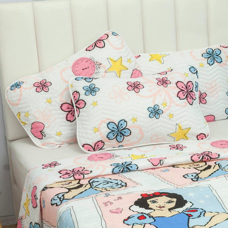 Cubrelecho Español Infantil Rosado y Blanco para Cama Sencillo 100 X 190 Cm Doble Faz de Princesas - Ropa de Cama | Bylmo