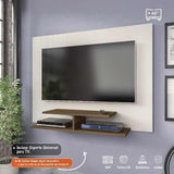 Panel de TV Jet Plus Blanco y Almendra 120x89cm Para TV Hasta 42 Pulgadas sin Cajones y con Ranuras para Cables - Muebles para TV | Bylmo