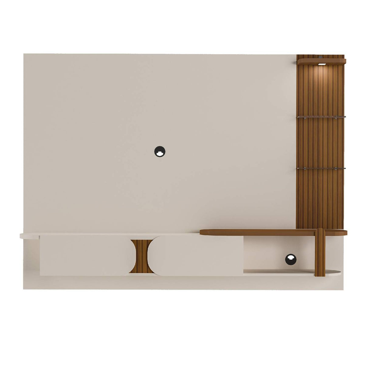 Panel de TV Luxury Pino y Blanco Hueso 200x147cm Para TV Hasta 65 Pulgadas con Dos Cajones y con Ranuras para Cables - Muebles de TV | Bylmo