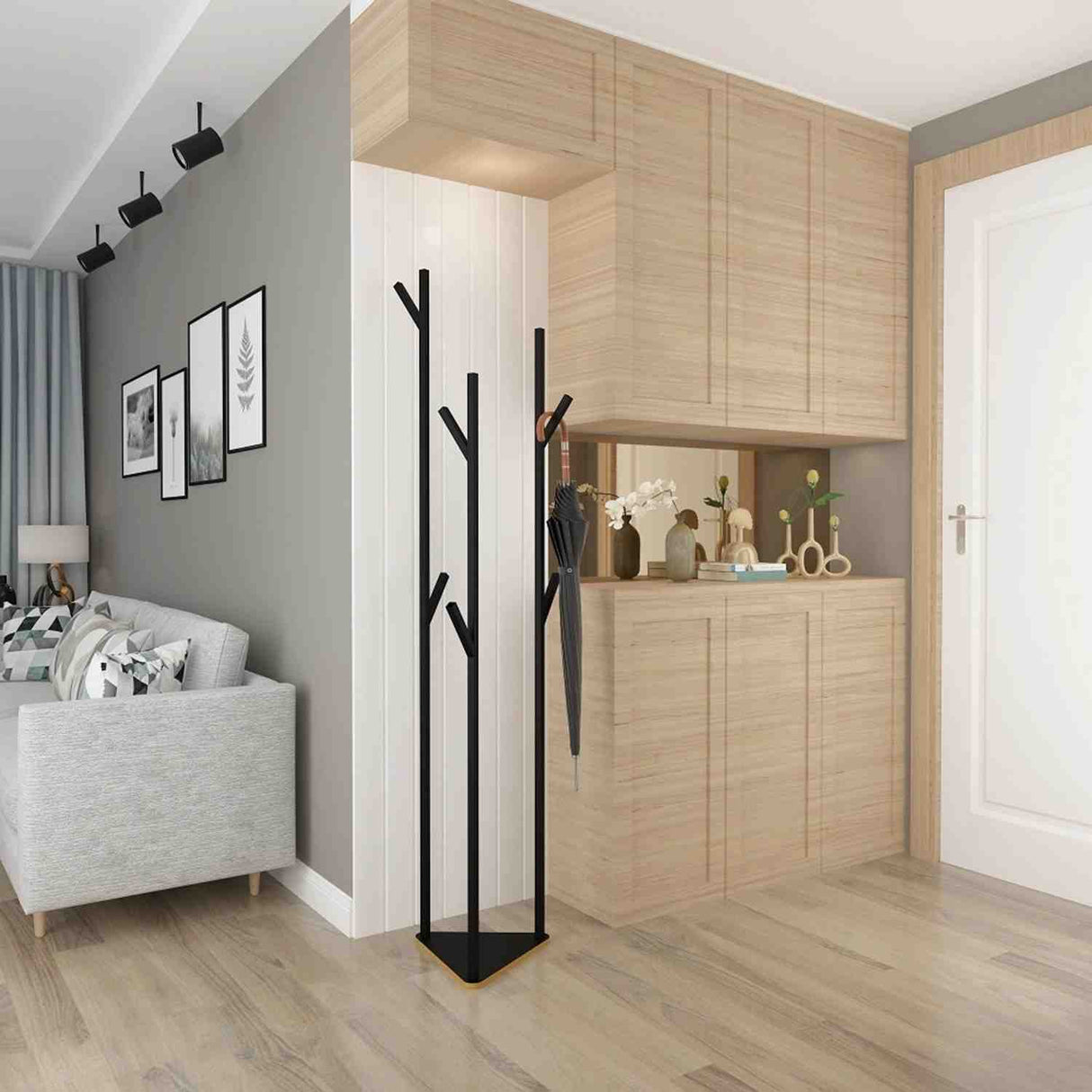 Perchero Getafe Negro 34 cm de Piso - Repisas y Percheros | Bylmo