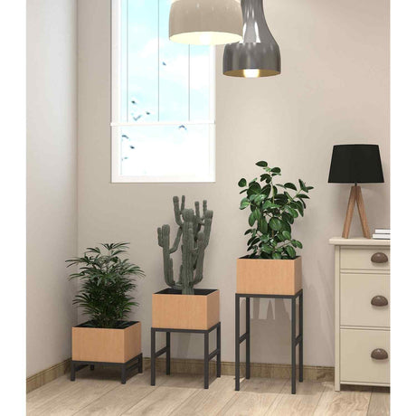 Porta Macetas x3 Elif Madera Grande: 32 cm, Mediana: 28 cm y Pequeña: 23 cm Cuadrados - Jardineria | Bylmo