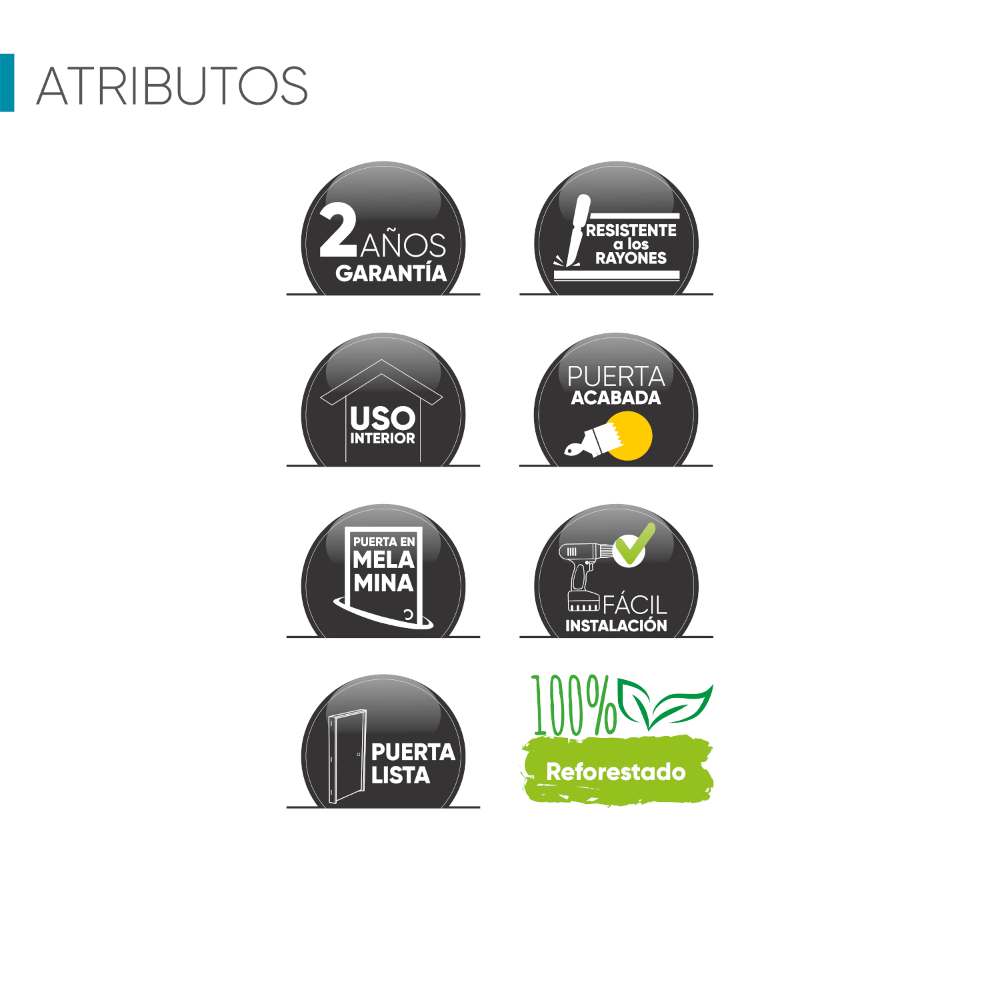 Kit Puerta con Marco Prakti Duna 80x215cm con Acabado Melaminado para Interiores y de Apertura Izquierda - Puertas | Bylmo