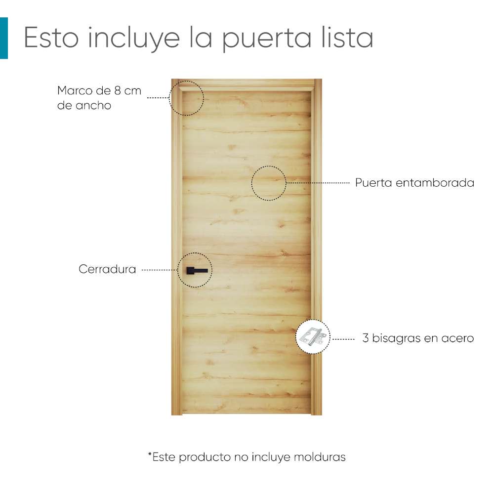 Kit Puerta con Marco Prakti Duna 90x215cm con Acabado Melaminado para Interiores y de Apertura Derecha - Puertas | Bylmo