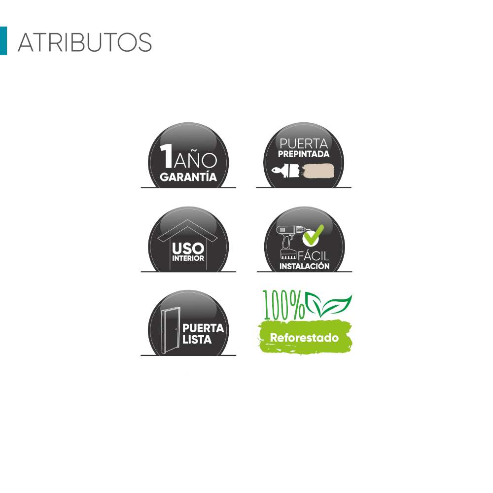 Kit Puerta con Marco Madera 80x208cm con Acabado Virgen para Interiores y de Apertura Derecha - Puertas | Bylmo