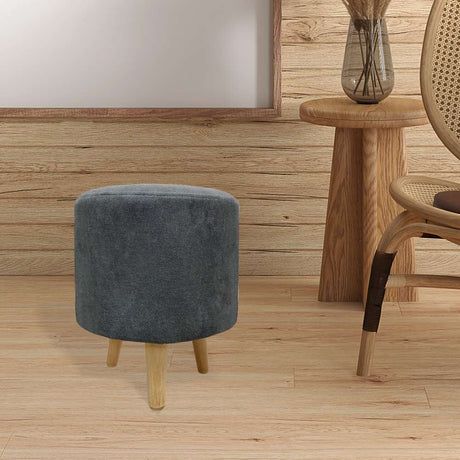 Puff Andy Gris Grafito 31 cm Redondo - Sofas | Bylmo