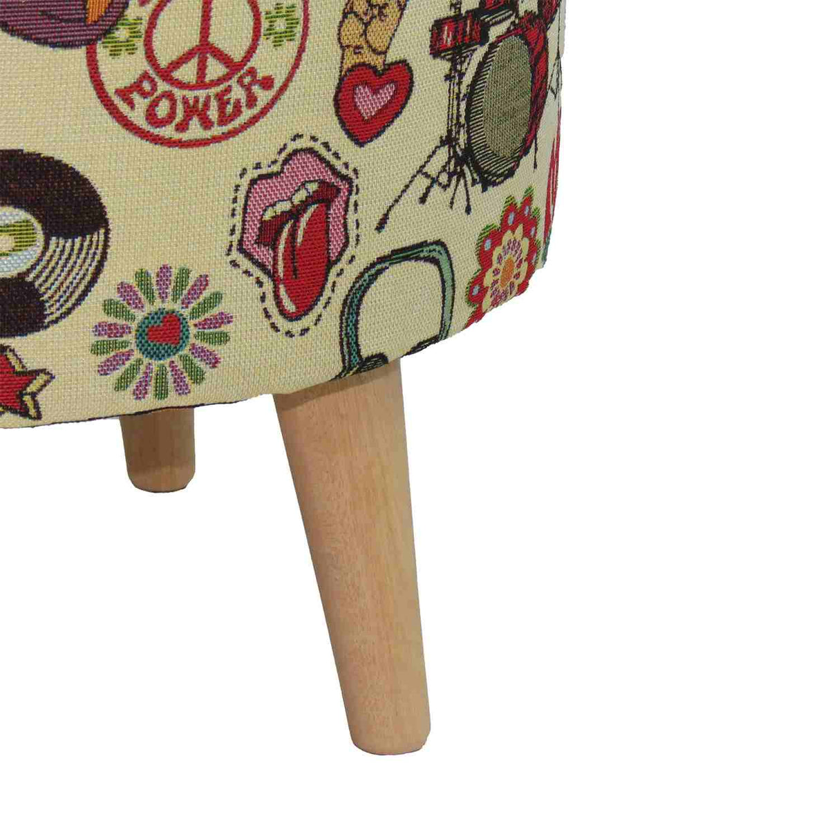 Puff Hippie Multicolor 40 cm con Patas de Madera - Sofas y Poltronas | Bylmo