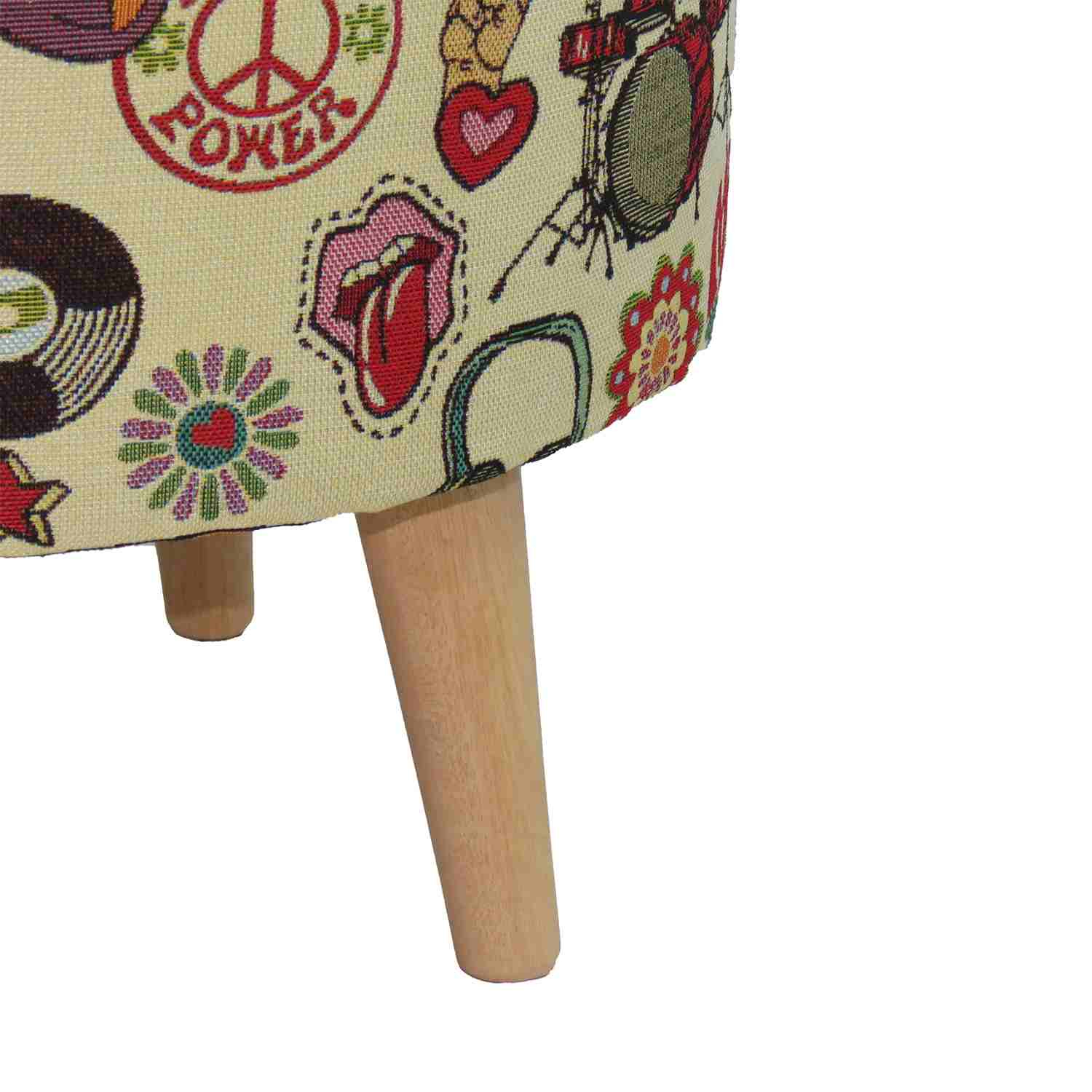 Puff Hippie Multicolor 40 cm con Patas de Madera - Sofas y Poltronas | Bylmo