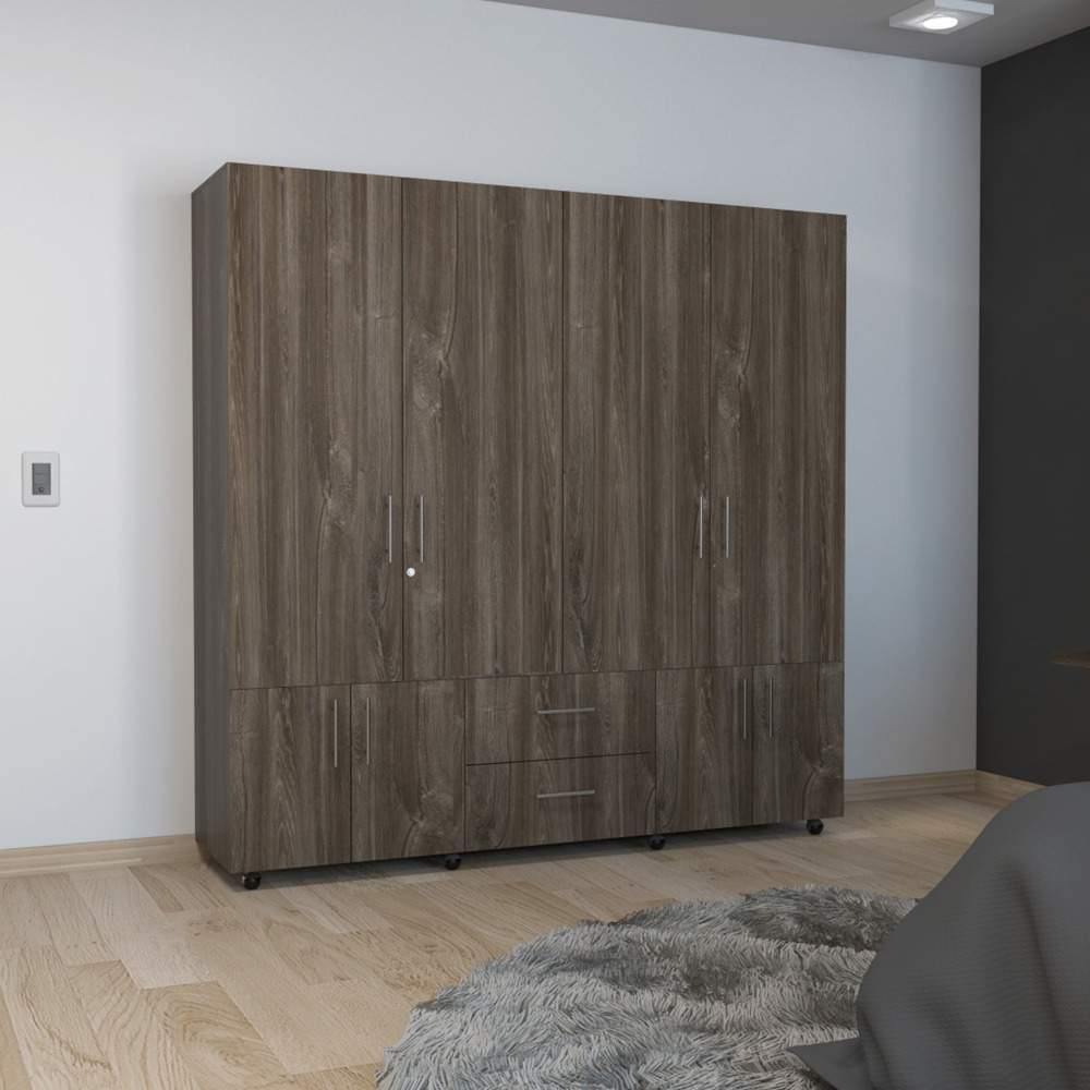 Closet Confort Cafe Expreso 200 cm con Ocho Puertas y Dos Cajones - Closets | Bylmo