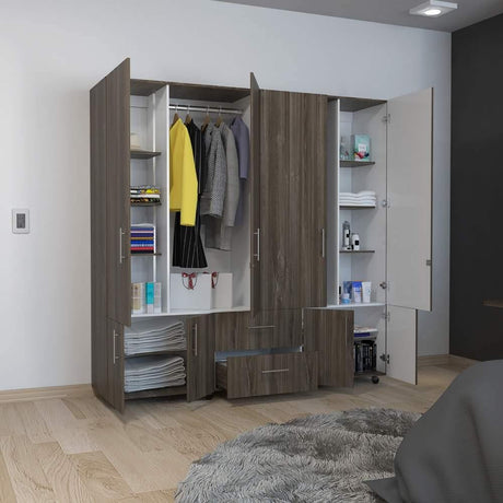 Closet Confort Cafe Expreso 200 cm con Ocho Puertas y Dos Cajones - Closets | Bylmo