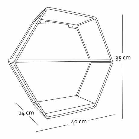 Repisa Blanco y Dorado 40 cm Hexagono - Repisas y Percheros | Bylmo