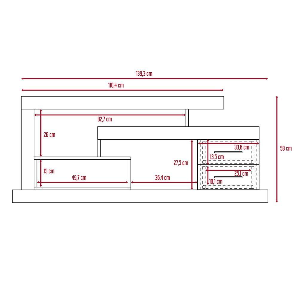 Rack Le Blanc Roble 139 cm con Dos Cajones - Muebles para TV | Bylmo
