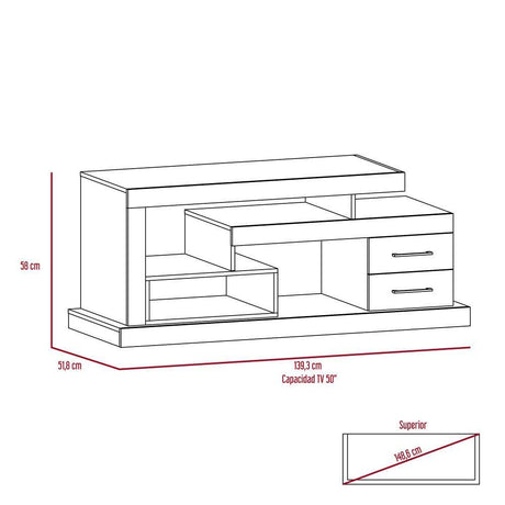 Rack Le Blanc Roble 139 cm con Dos Cajones - Muebles para TV | Bylmo