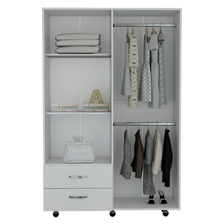 Closet River Blanco 120 cm con Cuatro Puertas y Dos Cajones - Closets | Bylmo