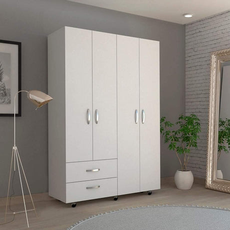 Closet River Blanco 120 cm con Cuatro Puertas y Dos Cajones - Closets | Bylmo