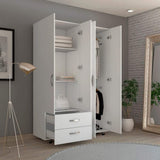 Closet River Blanco 120 cm con Cuatro Puertas y Dos Cajones - Closets | Bylmo