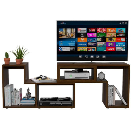 Rack de TV Extensible Beijing Caramelo 120x54.5cm Para TV Hasta 40 Pulgadas sin Cajones y con Patas - Muebles para TV | Bylmo