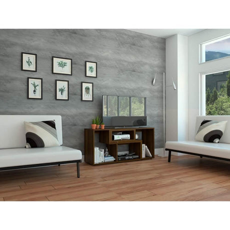 Rack de TV Extensible Beijing Caramelo 120x54.5cm Para TV Hasta 40 Pulgadas sin Cajones y con Patas - Muebles para TV | Bylmo