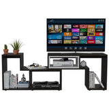 Rack de TV Extensible Beijing Wengue 120x54.5cm Para TV Hasta 50 Pulgadas sin Cajones y con Patas - Muebles para TV | Bylmo