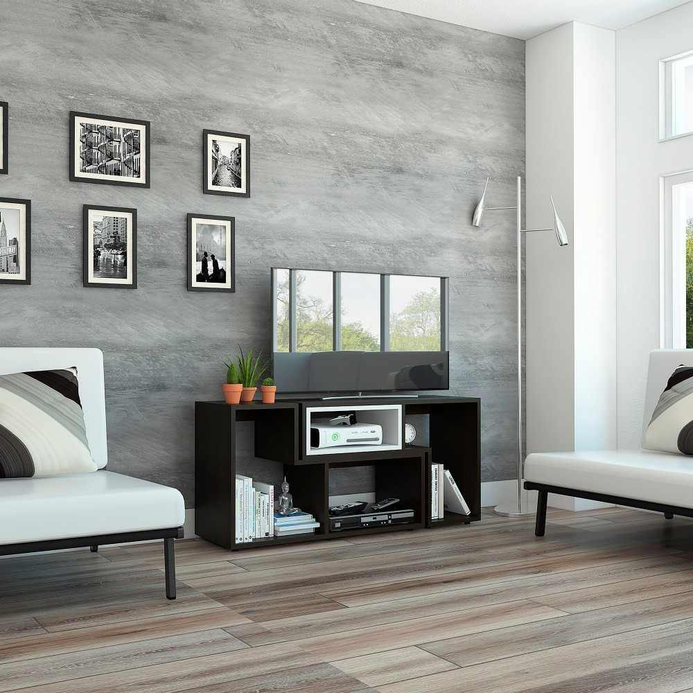 Rack de TV Extensible Beijing Wengue 120x54.5cm Para TV Hasta 50 Pulgadas sin Cajones y con Patas - Muebles para TV | Bylmo