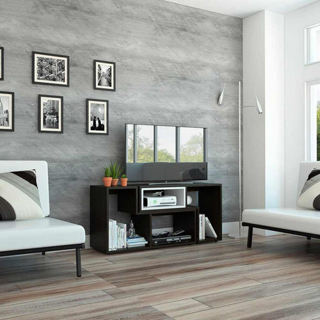 Rack de TV Extensible Beijing Wengue 120x54.5cm Para TV Hasta 50 Pulgadas sin Cajones y con Patas - Muebles para TV | Bylmo