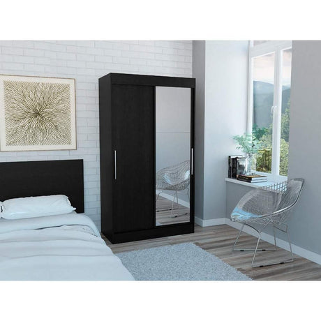 Closet Moratto Wengue 105 cm con Espejo y Dos Puertas - Closets | Bylmo