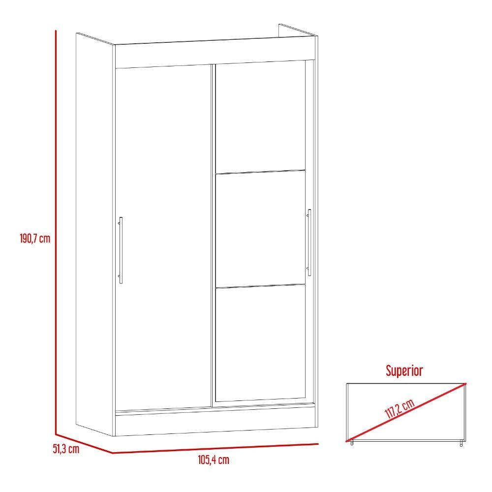 Closet Moratto Wengue 105 cm con Espejo y Dos Puertas - Closets | Bylmo
